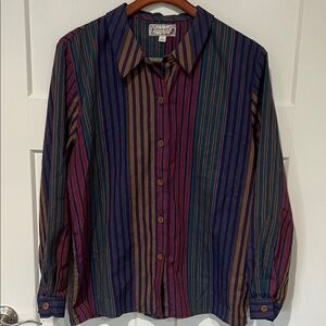 Vintage Cherokee USA-Made Striped Western Button Down Shirt Sz L